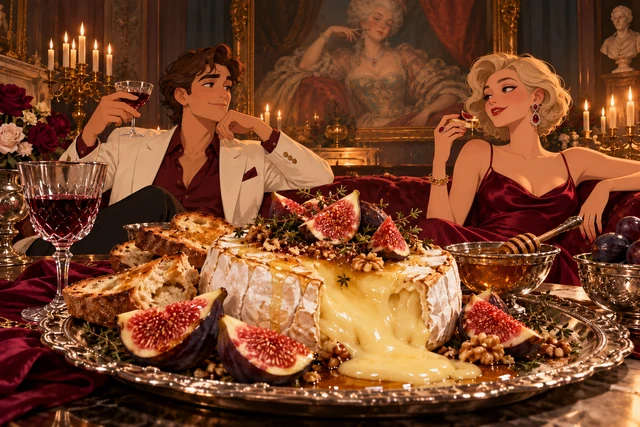 Brie, Figs & Generational Wealth in an opulent palace scene, with realistic food and original animated characters.