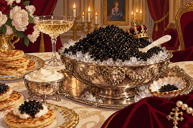 Caviar for Dummies: A Buyer's Guide in an opulent palace scene, with realistic food and original animated characters.