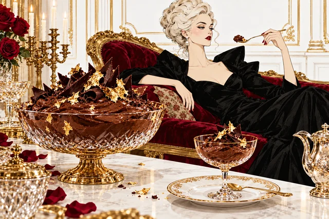 Death by Chocolate and Edible Gold editorial illustration