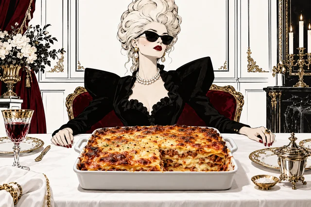 Billionaire Lasagne editorial illustration